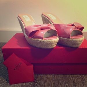 Valentino patent pink wedge espadrilles NWT